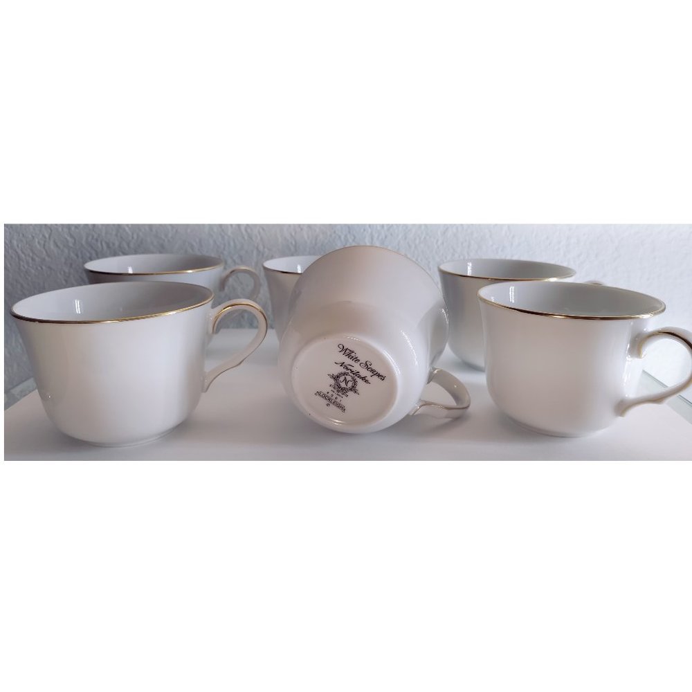 12pc Noritake White Scapes Lockleigh 4061 Gold Trim